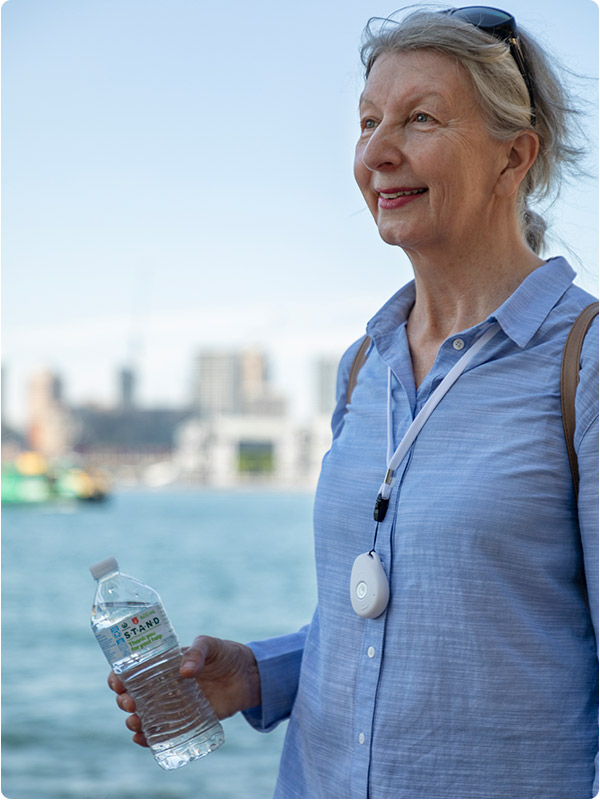 Support at home participant wearing Live Life alarms pendant