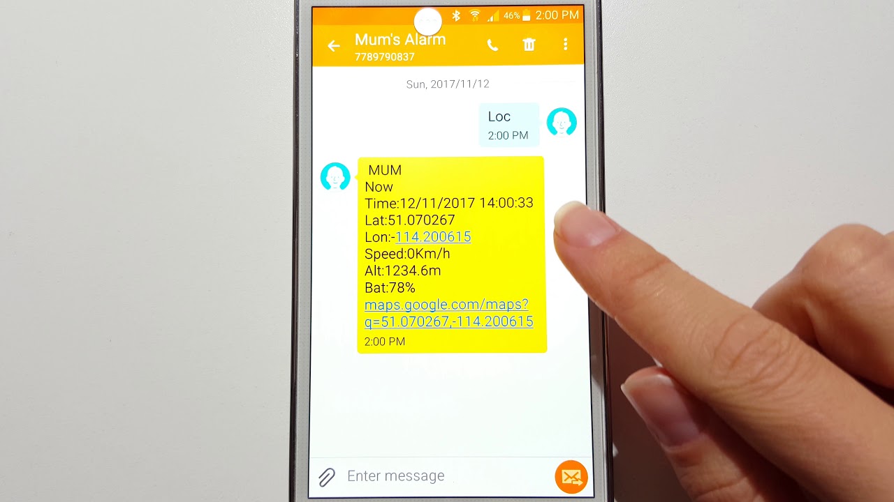 How to find the mobile alarm location using GPS