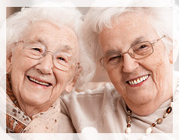 Two elderly Australian women looking at the camera