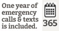 One year of emergency calls and text included