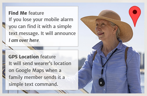 Photo demonstrating LiveLife Alarm's ability to send its location to SMS command.