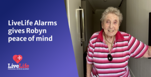 LiveLife Alarm wearer looking at the camera