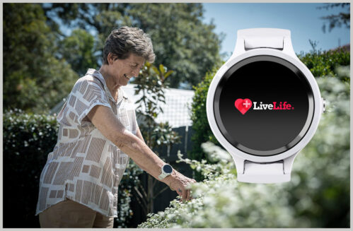 LiveLife Mobile Watch with Fall Detect, Hands Free & GPS - Calls up to 6 friends or family (can call 000) until someone answers.