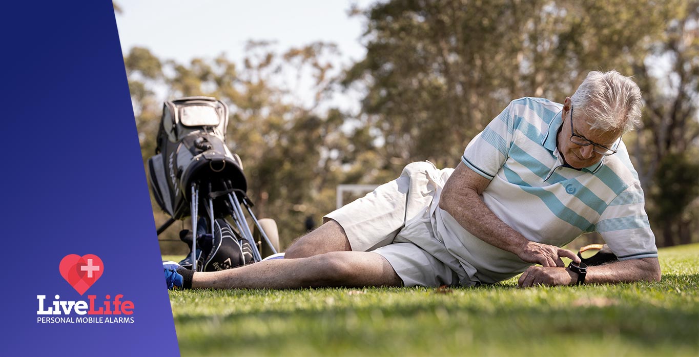 Elderly senior man who has fallen and can't get up