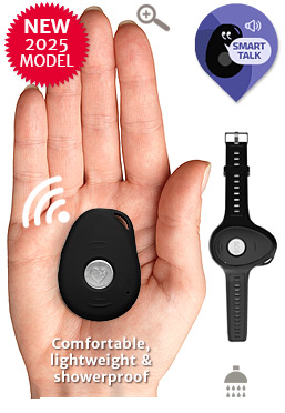 Live Life emergency mobile medical alarm pendant in a persons hand