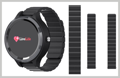 Black Live Life Alarm Watch With Black Magnetic Wristband