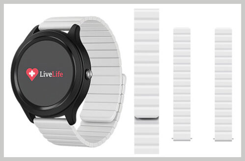 Black Live Life Alarm Watch With White Magnetic Wristband