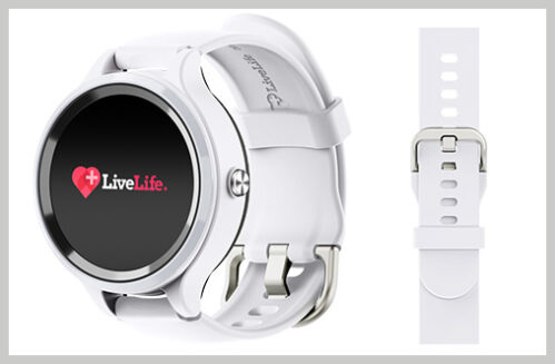 White Live Life watch with white silicon wristband