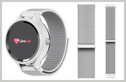 White sos live life alarm watch with grey velcro wristband- Fall detection and GPS tracking