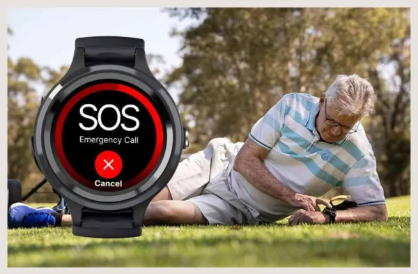 The watch has a built-in fall detection feature. If it thinks you've taken a tumble, it'll give you a heads-up. It will say, "Fall has been detected. Click the watch side button to cancel." If you don't cancel the alert, it'll start reaching out to your emergency contacts with calls and texts, sharing your location. Stay safe!