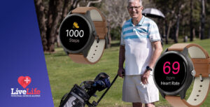 A Dad wearing a LiveLife watch while playing golf